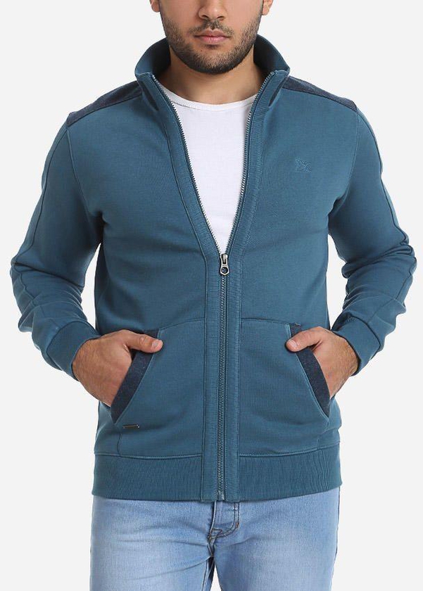 Xtep Zipped Sweater - Teal Blue