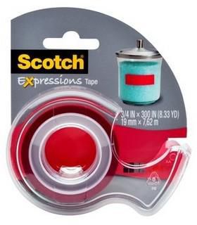 3M Scotch Expressions Tape With Dispenser C214-RED-D, 3/4 In X 300 In