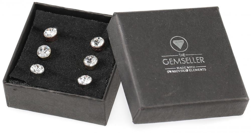 The Gemseller Women's Alloy Three Swarovski Crystal Studs Earrings Set - 90135
