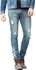 LeeLff Men's Jeans Stylish Frayed Mid Waist Trendy Casual Jeans