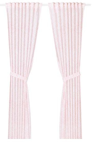 VÄNSKAPLIG Curtains with tie-backs, 1 pair, pink