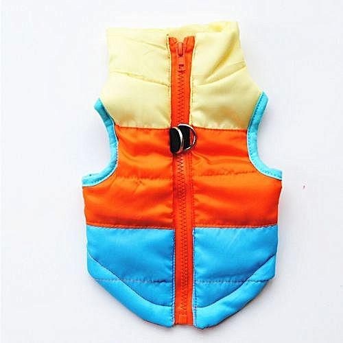 Generic Winter Soft Warm Clothing Pet Jacket Vest Cotton-Padded Clothes With Traction Buckle Style:Three Spell Sky Blue Size:M