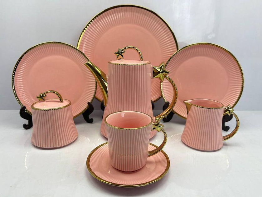 Porcelain Tea And Tea Set, 24 Pieces, High-quality Material