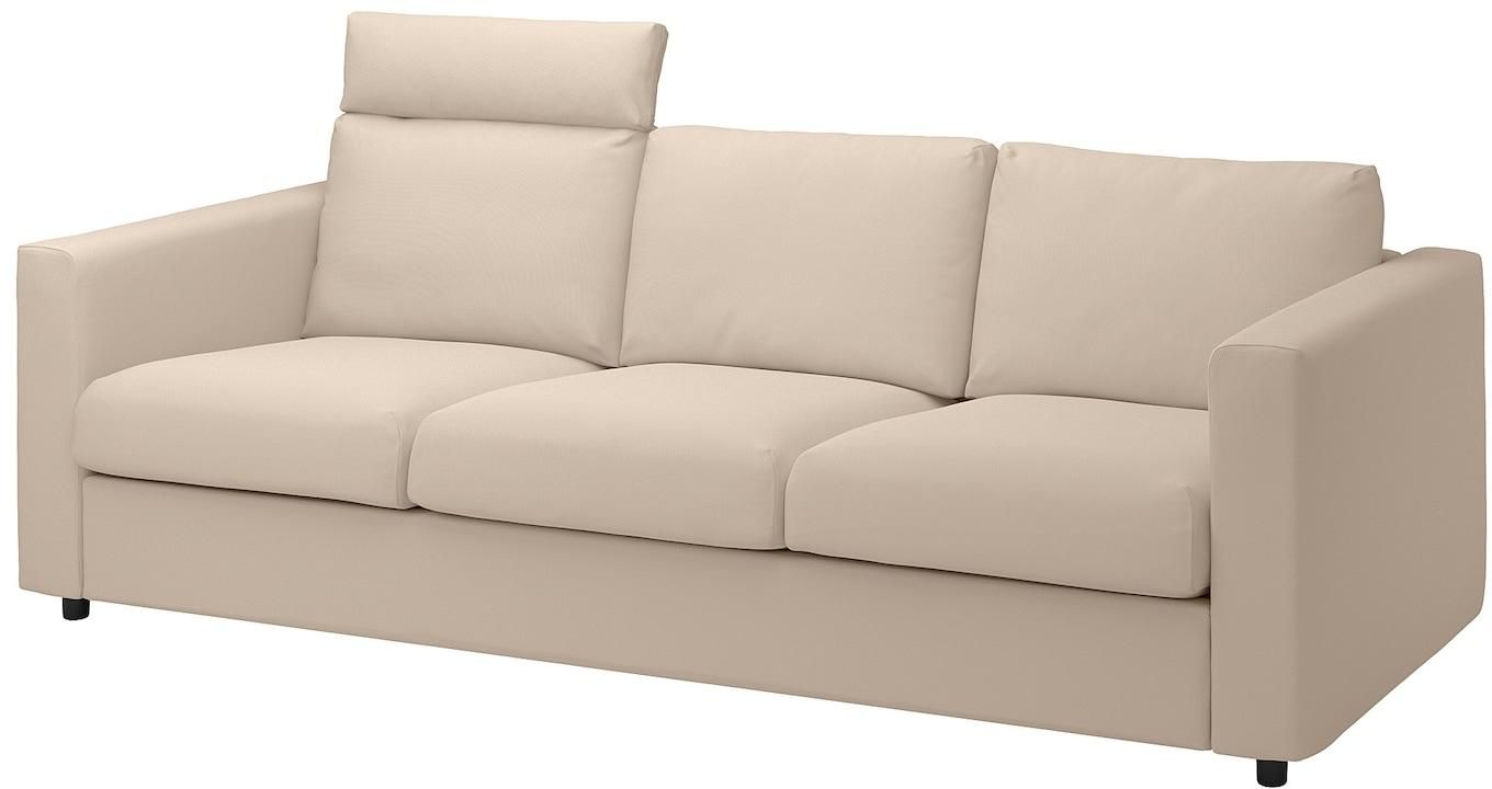 VIMLE 3-seat sofa - with headrest/Hallarp beige