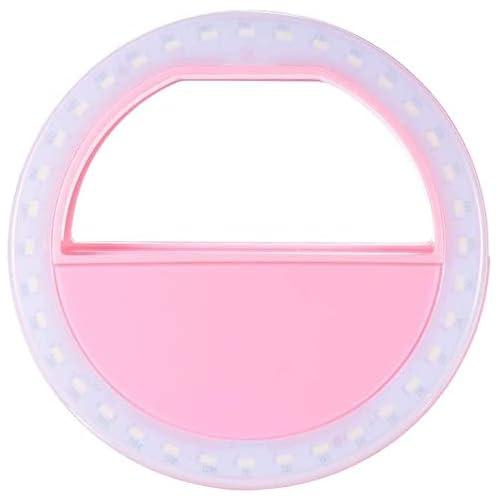Mini LED Selfie ring Flash Clip for Multiple Use - Pink and White247_ with one years guarantee of satisfaction and quality