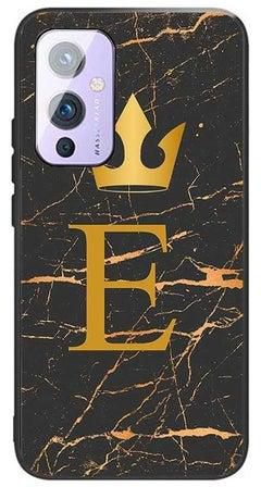 Protective Case for OnePlus 9- E Letter Marble Black/Gold