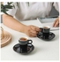 6 Set Of Coffee Cups And Dishes Black 5.4x7, 11.8x2.9cm