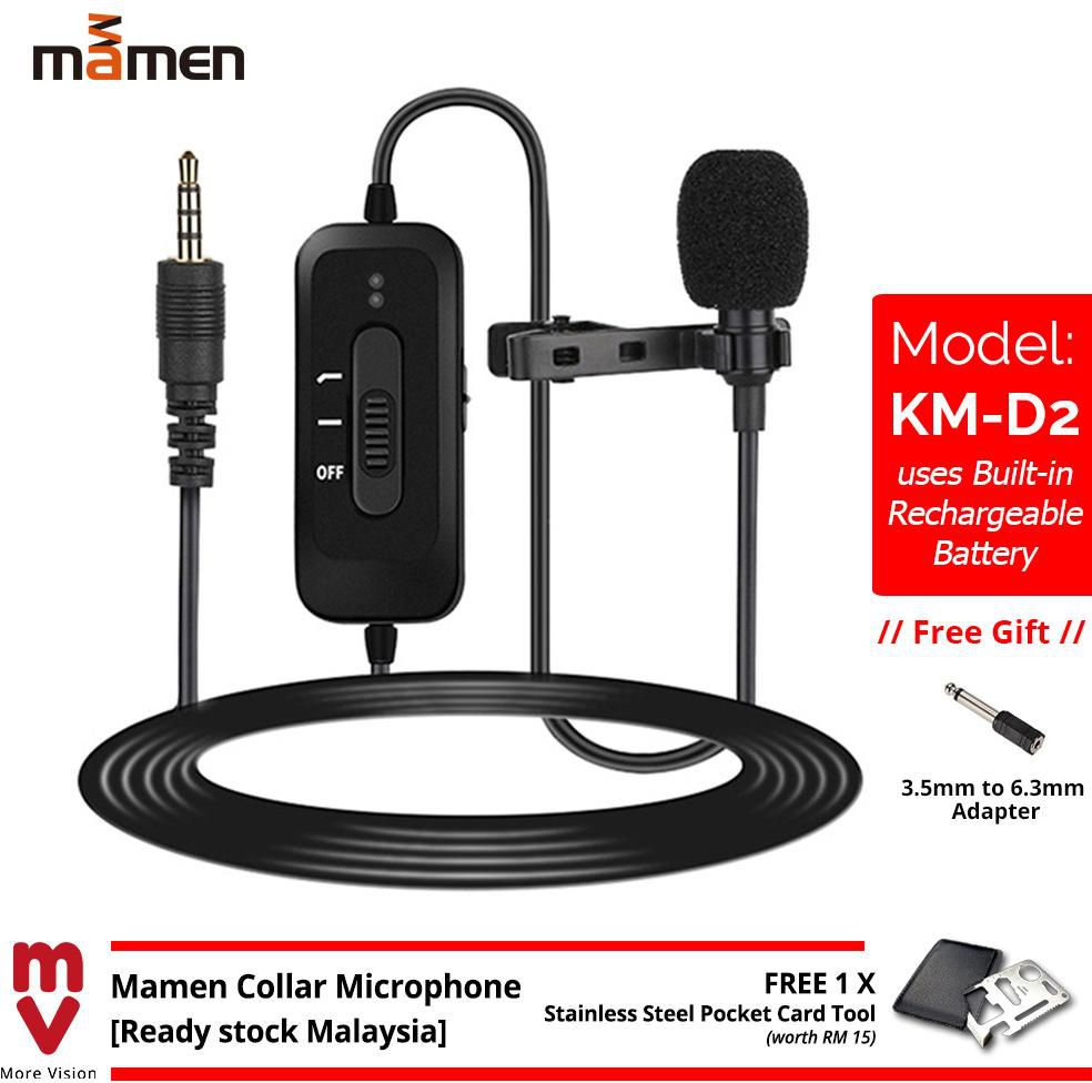 Mamen Collar Microphone Clip-on Mic 6m Cable - 2 Model (Black)