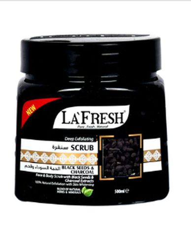 La Fresh Black Seeds And Charcoal Face And Body Scrub.
