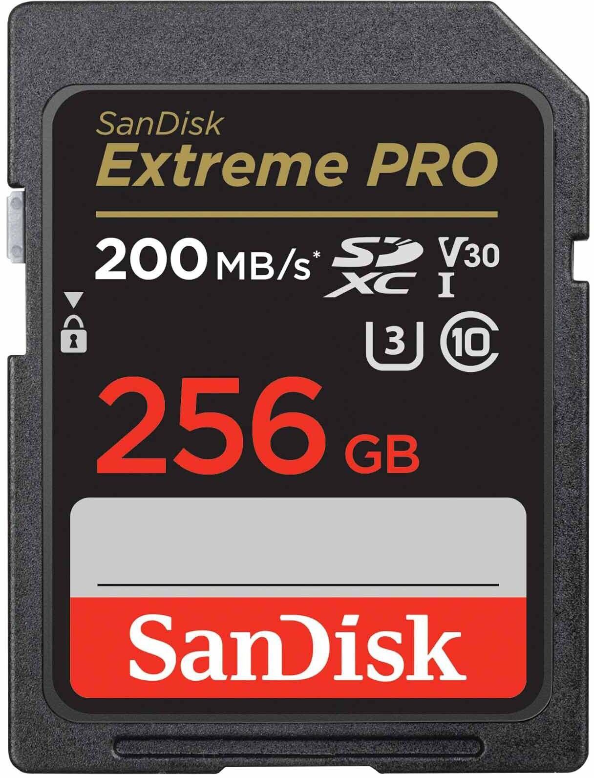 SanDisk Extreme Pro V30 Class 3 SDXC-I Memory Card 256GB Black