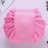Portable Drawstring Cosmetic Bag Large Travel Makeup Bag. (pink)
