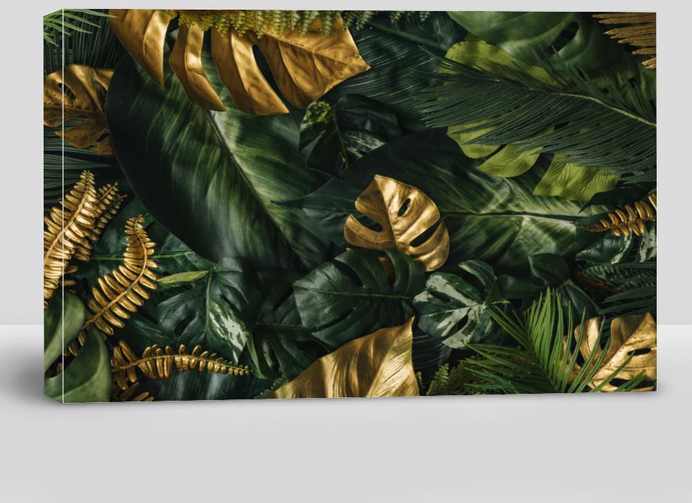 Gold and Green Tropical Palm Leaves
