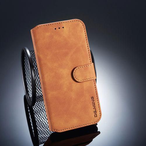 DG.MING Retro Oil Side Horizontal Flip Case For Huawei P20 Lite / Nova 3e, With Holder & Card Slots & Wallet (Brown)
