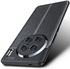 كفر لجهاز Vivo X90 Pro Plus ، جراب ليتشي اصلي من ألياف الكربون ، مضاد للانزلاق ، نحيف للغاية ، ممتص للصدمات - أسود