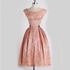 Bundle Waist Party A-line Dress Vintage O-neck Sleeveless Dress Lace Vintage Dress Girl Dress pink 14