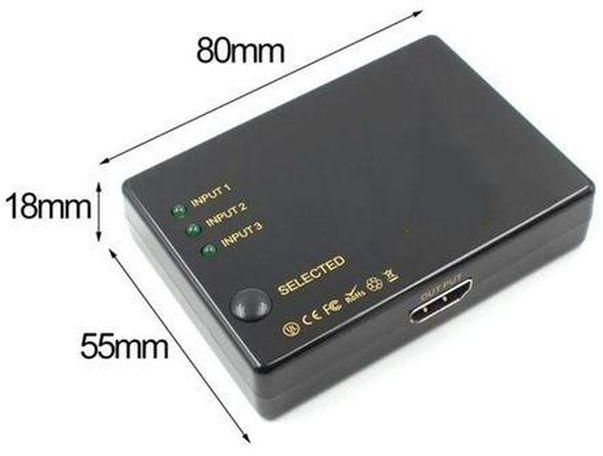 4K 1080p 3D HDMI-compatible Switch Selector 3 Input 1 Output Port Hub Switcher For HDTV DVD PS3 Xbox High-definition Video-