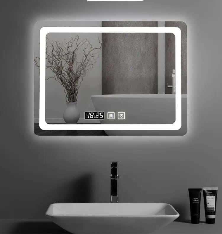 Get Smart Touch Bathroom Mirrors, Rectangular Glass, White Led Light, 80 X 100 Cm - Clear MSTRN1091CLR with best offers | Raneen.com