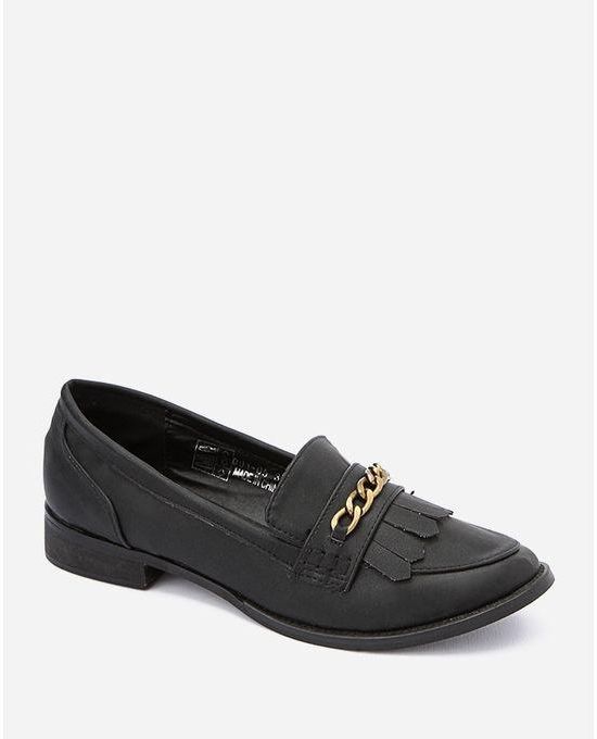 Silvio Torre Penny Loafer Chain Shoes - Black