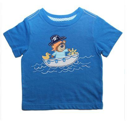 Nursery Rhyme Bear Boat Tshirt-Blue