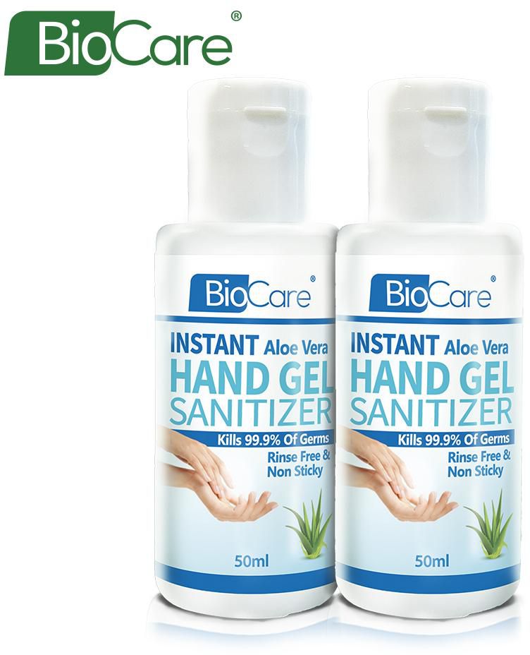 Biocare Instant Hand Sanitizer Gel 2X 50ml with Aloe Vera