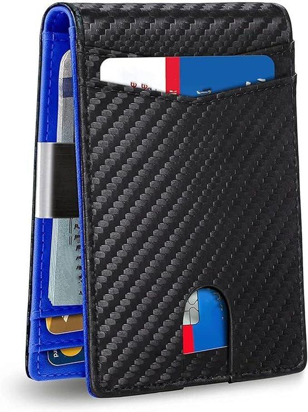 Slim Wallet for Men Genuine Leather RFID Blocking Bifold Minimalist Front Pocket Mens Wallet with Money Clip