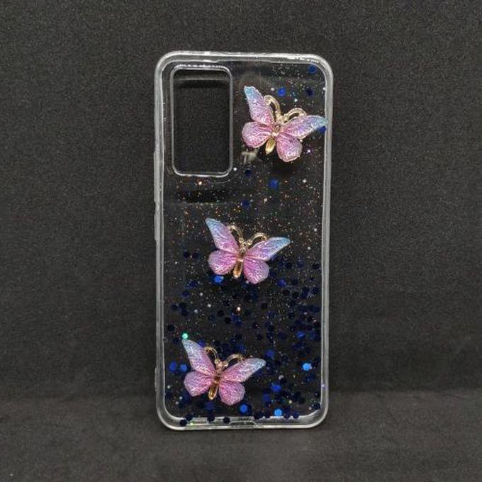 Transparent Glitter Back Cover Butterfly For Vivo S10e 5G - Blue