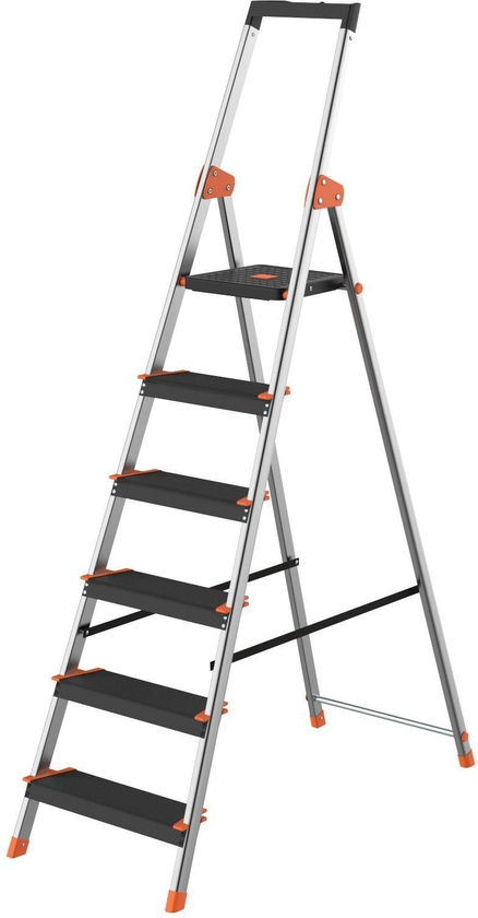 Homez  6 Step Foldable Aluminium Ladder, 150Kg Capacity