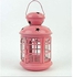 Metal Glass Ramadan Lantern (Pink/Clear, 18cm)
