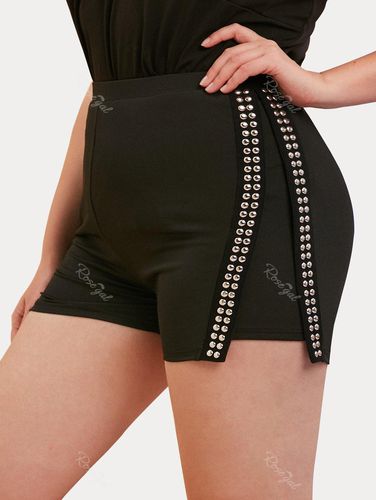 Plus Size&Curve Studs Mini Shorts - 1x