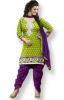 Indian Cotton Patiyala Dress Material - Green&Purple