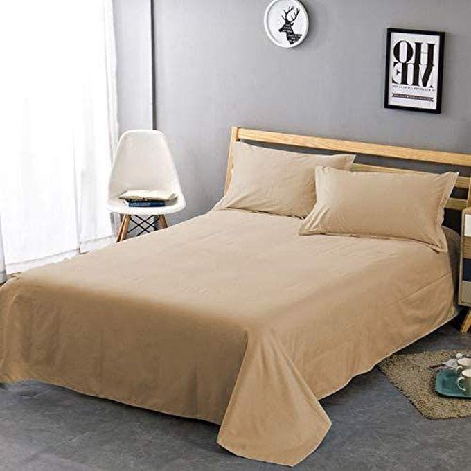 Cotton Bed Sheet Set - 240x235 Cm –5 Pcs Coffee