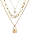 3D Fashion Link Chain Lock Key Pendant Chunky Layered Necklace For Women