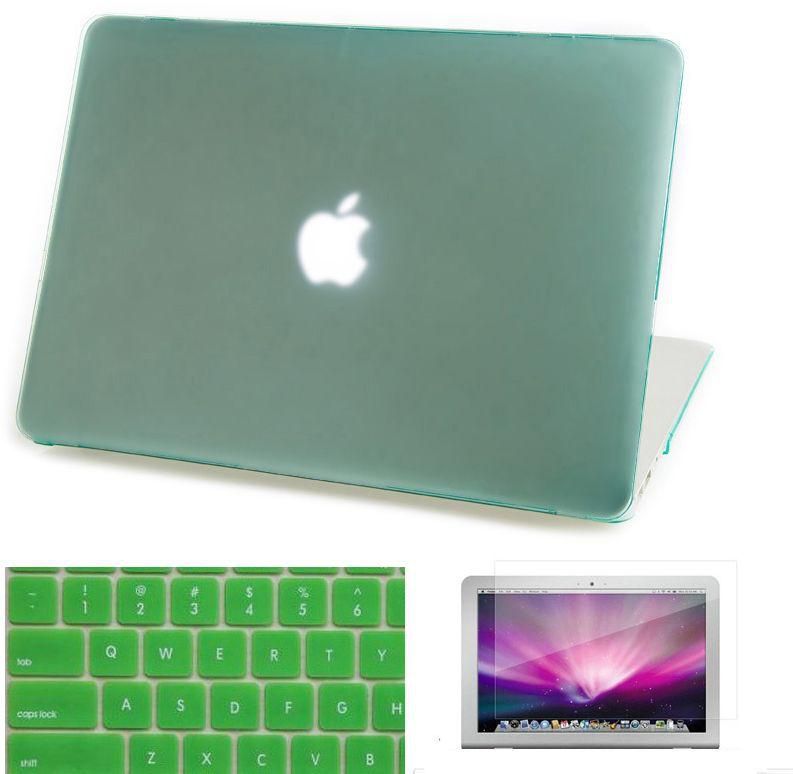 3in1 Rubberized Hard Case Screen Protector Keyboard Cover for Macbook Pro 13 13.3 GreenColor