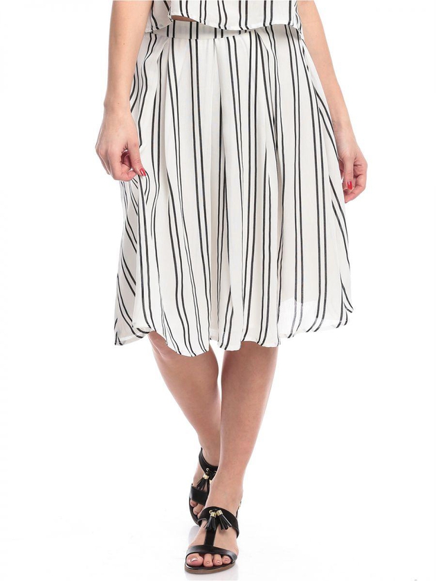 Glamorous Stripe A-Line Skirt for Women, White/Black