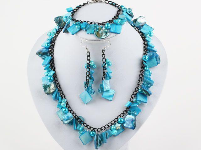 Mysmar Turquoise Necklace Bracelet & Earrings Set [T849]