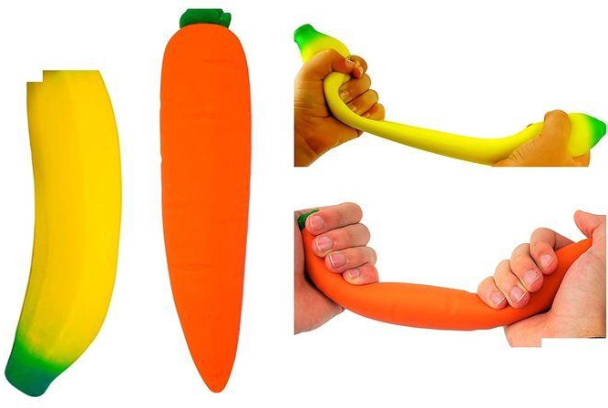 Stretchy Banana & Carrot Squishy Toys Stress Toys Relief Sensory Toys For Kids And Fidget Toys