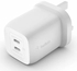Belkin BoostCharge Pro Dual USB-C GaN Wall Charger with PPS 65W (WCH013myWH) – White