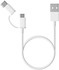 Xiaomi [2 in 1] Connect [Micro USB & Type C] to USB-A Cable [Charge & Sync] [Fast Charging] [Power Delivery] for Smartphones (Samsung, Huawei, Xiaomi, Google)/GPS/DVR/GoPRO – PVC – 30cm – White
