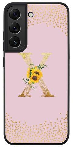 Rugged Black edge case for Samsung Galaxy S21 FE 5G Slim fit Soft Case Flexible Rubber Edges Anti Drop TPU Gel Thin Cover - Custom Monogram Initial Letter Floral Pattern Alphabet - X (Pink )