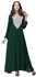 Lace Inserted Long Sleeves Maxi Dress Green