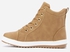 Genuine High Neck Leather Sneakers - Camel