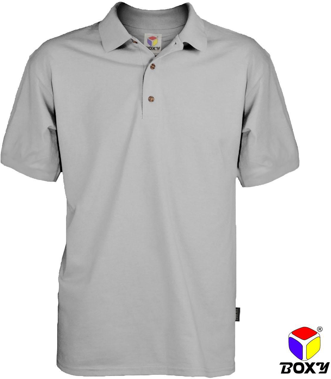 Boxy Microfiber Classic Short Sleeve Polo Shirts - 7 Sizes (Light Grey)
