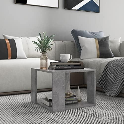 WIFESE Coffee Table 40 x 40 x 30 cm Side Table Wood Modern Design Living Room Table Small Table Living Room Square Coffee Table Robust Durability Concrete Grey Wood Material Metal