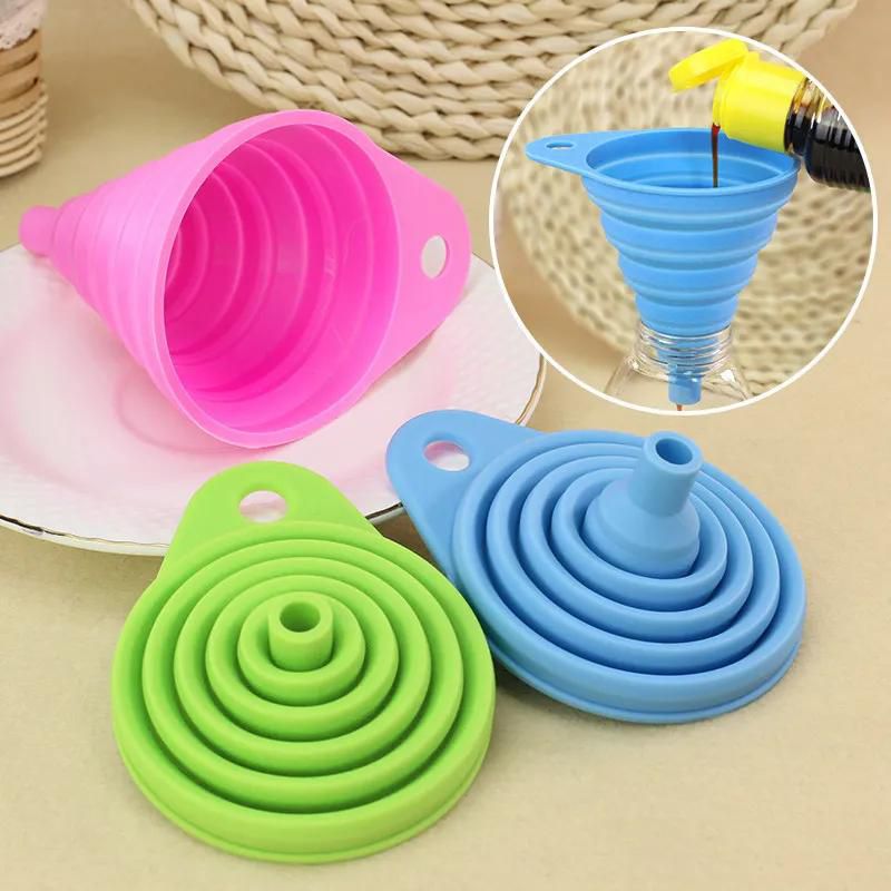 Funnels Collapsible Silicone Folding Mini Portable Kitchen Accessories Tool Liquid Dispensing