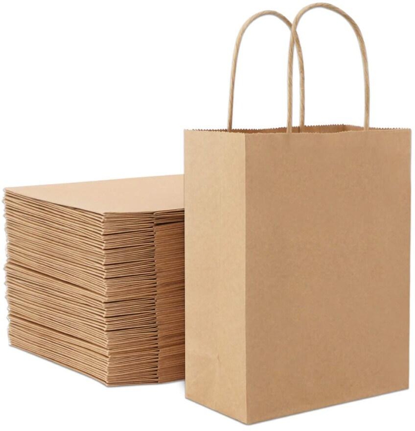 Kraft Paper Bag With Twisted Handles 33x34x18 cm Paper Party Bags Hen Party Bags Kraft Paper Bag Bride Birthday Gift Bag Wedding Celebrations Bags for Party Favour - 50 Pieces.