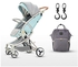 Teknum Feather Lite Traveller A1 Story | Lightweight Stroller | Air Travel | Five Point Safety Harness | Removable Cannopy | Newborn Baby | Diaper Bag Grey & Hooks | 0-4Years | Green