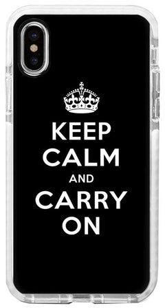غطاء حماية من سلسلة إمباكت برو بطبعة عبارة "Keep Calm And Carry On" لهاتف أبل آيفون XS/X أسود/ أبيض