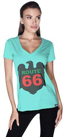 Creo Uae Route 66 Bikers Printed T-Shirt For Women - Xl, Green