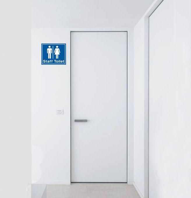 Staff Toilet Sticker Sign - Blue