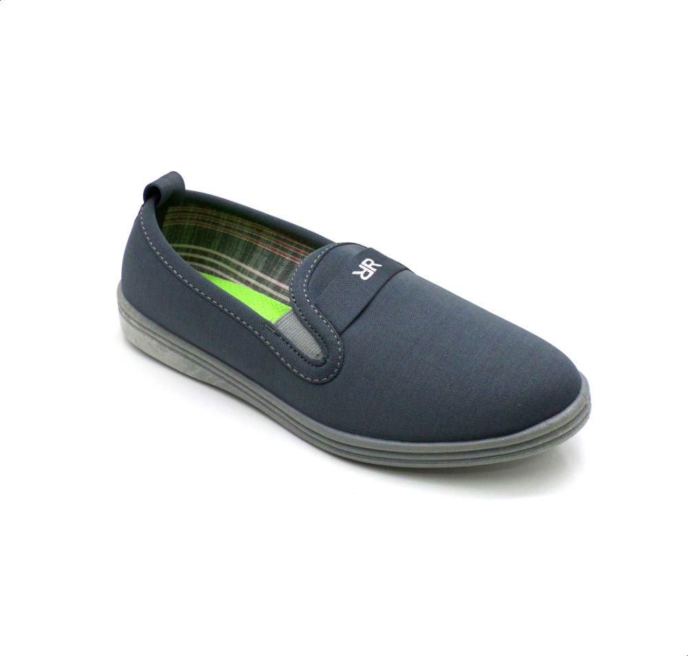 Roadwalker Textile Elastic Side Panels Notched Vamp Slip-on Shoes with Pull Tab for Men - Grey
